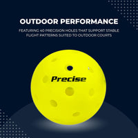 PRECISE Pickleball Balls – Outdoor A 40 Model with 40 Holes – USAPA Approved – Durable Flight Design